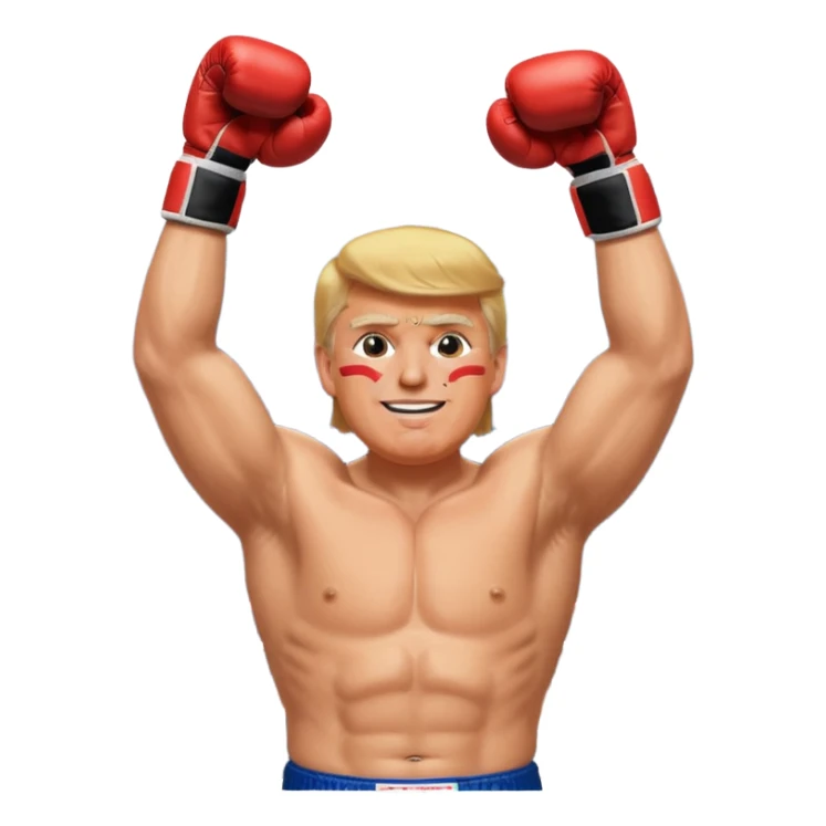 trump as a box fighter with hands up into the air sticker