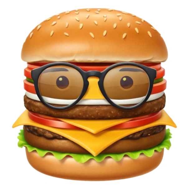una hamburguesa con gafas y animado sticker