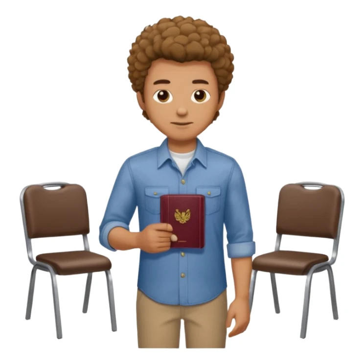 man with coily chairs passport sticker