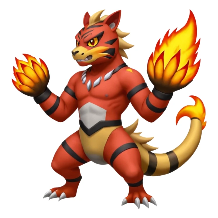 Electabuzz-Incineroar-Blaziken-fusion, full body sticker