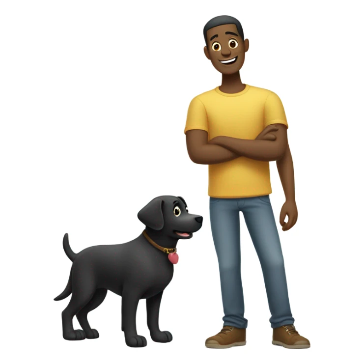 guy cartoon character with a black lab with name Barto sticker