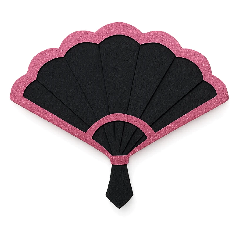 BLACKPINK-inspired gothic fan, layered and dramatic, black and pink, no hearts sticker
