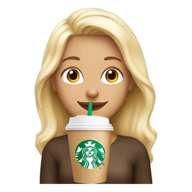 blonde girl happy drinking starbucks drink  sticker