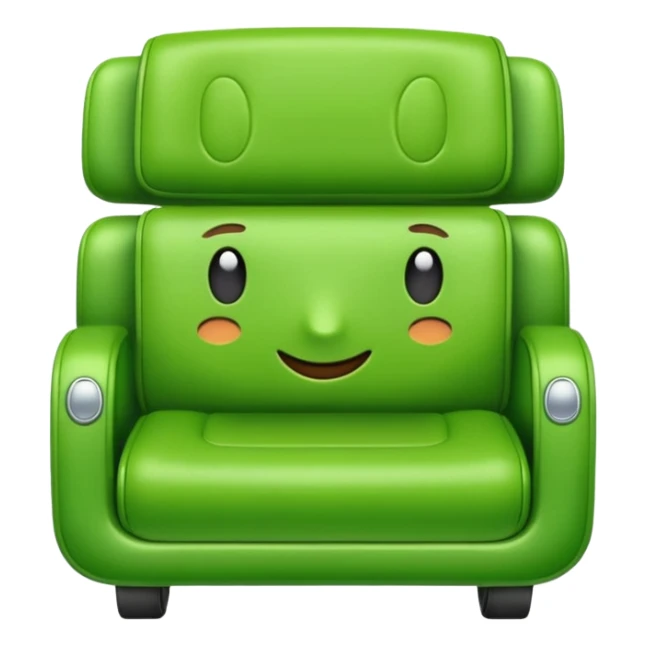 slick modern bright green coach, minimal, shiny, friendly expression emoji sticker