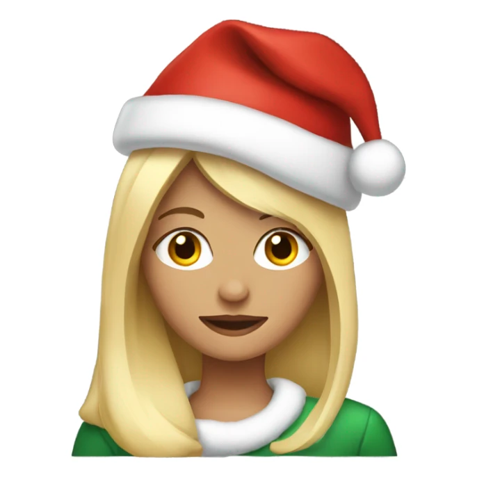Blonde girl with Christmas hat sticker