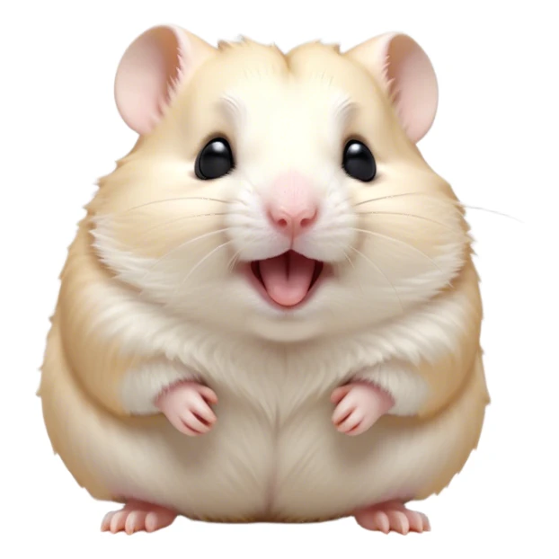 Cinematic Cute Yawning Cream Hamster Portrait Emoji, Head tilted slightly with a dramatic, wide-open yawn, showcasing a soft, pristine cream coat with tiny droopy ears, round dark eyes barely open in drowsy contentment, Simplified yet irresistibly adorable features, highly detailed, glowing with a soft, cozy glow, high shine, relaxed yet expressive, stylized with a touch of whimsy, bright and endearing, soft glowing outline, capturing the essence of a sleepy yet affectionate hamster, so drowsy it feels like it could stretch out of the screen and curl up for a nap! sticker