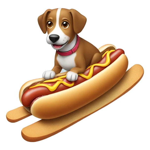 Dog skiing￼ on hotdogs sticker