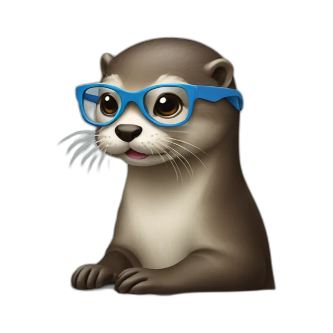 female vet otter with glasses use a macbook sticker
