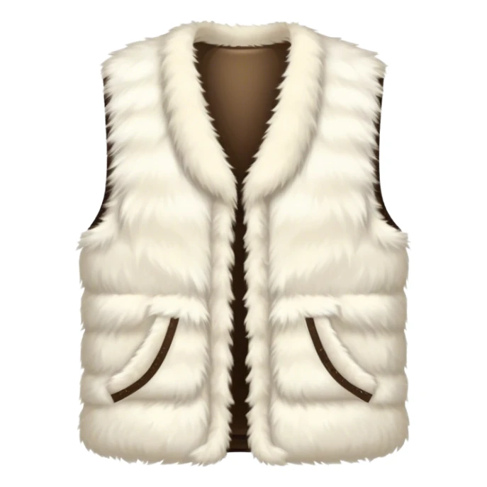 A plain, fluffy fur vest in a near-white cream color sticker
