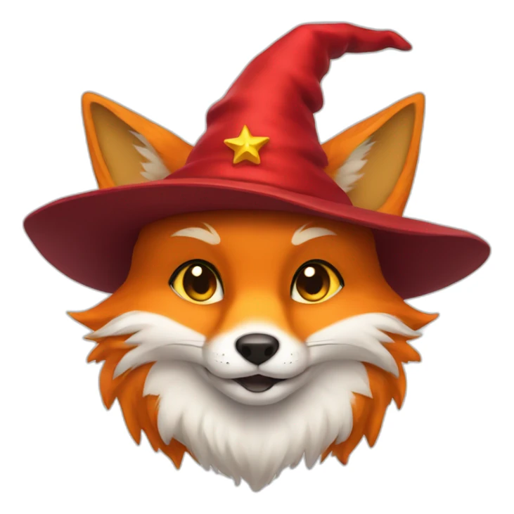 Cute fox with a red wizard hat with yellow stars sticker