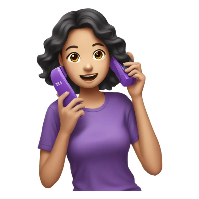 a corean girl using a purple phone inside of her house sticker