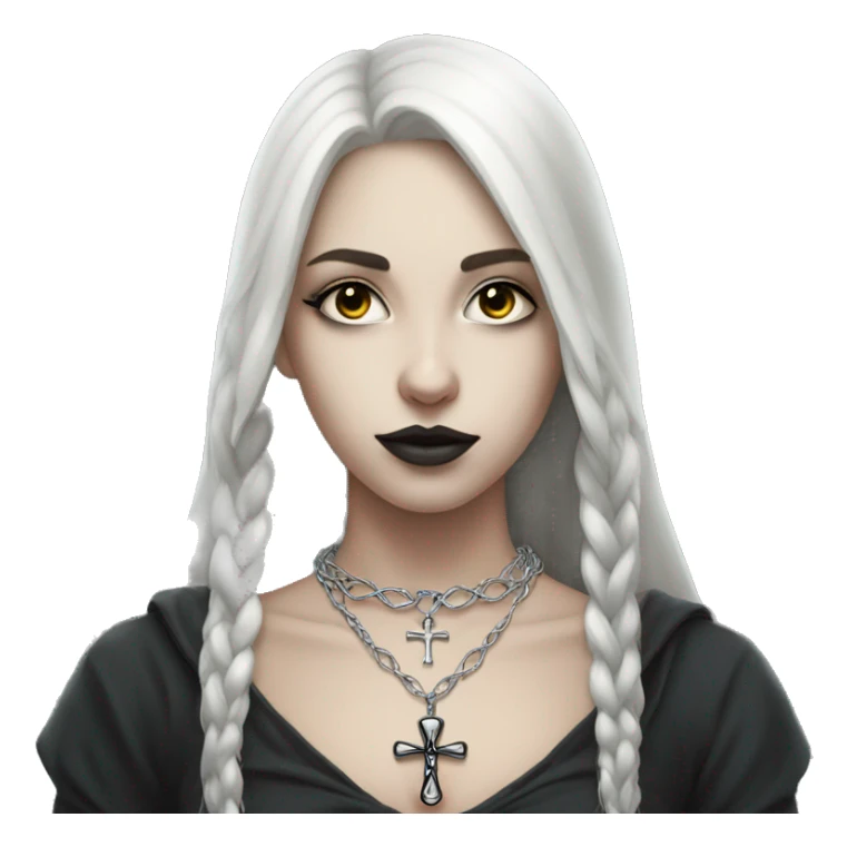 Pale gothic girl wearning a silver ankh necklace sticker