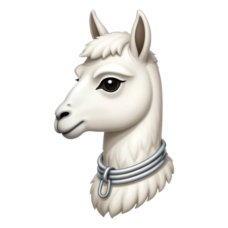 white llama with a long steel resilient coil around the neck sticker