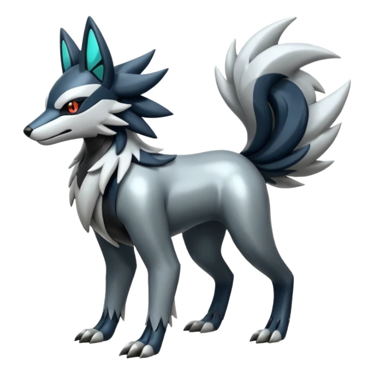 Futuristic Shiny Mightyena-Silvally-Fakémon-hybrid-creature (full body)  sticker