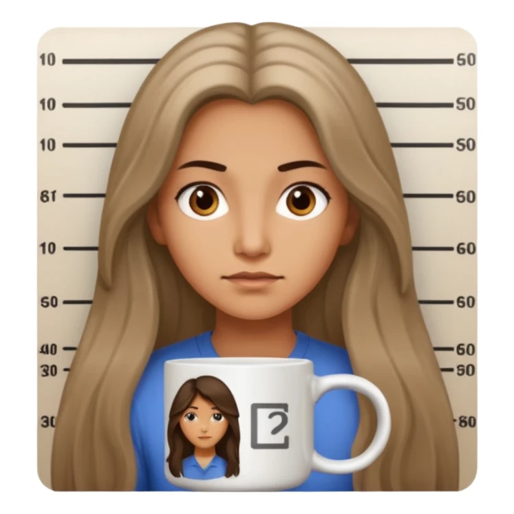 Long haired Woman on a mug shot sticker