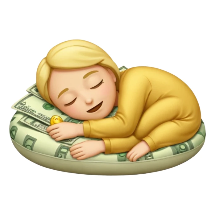 emoji sleeping on a pillow of money sticker