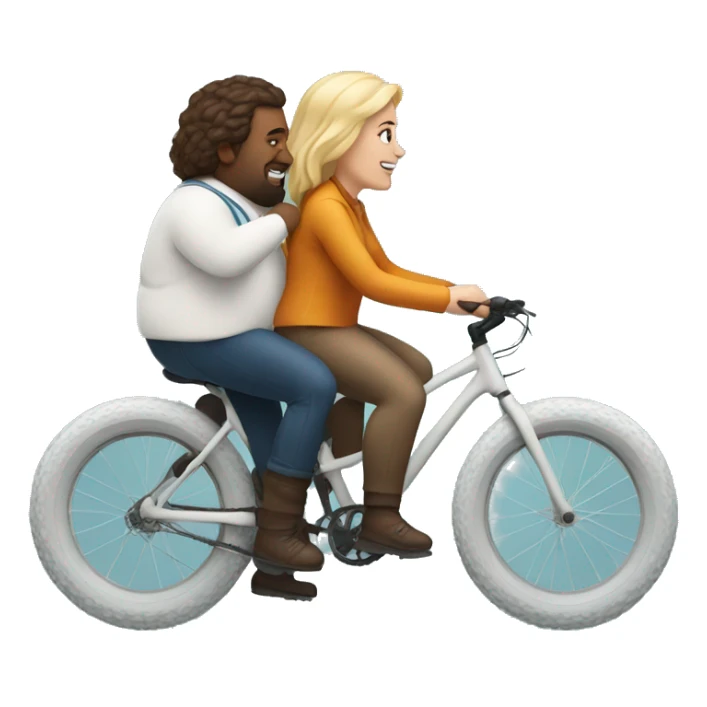 white guy and white woman riding on a fat bike sticker