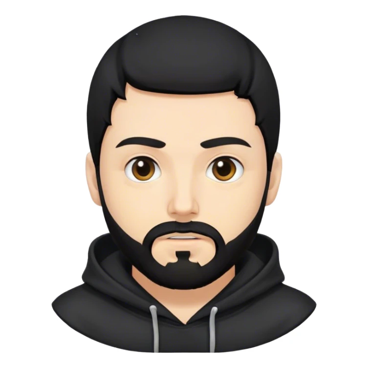 hackeur blanc cheveux noir barbe et capuche noir sticker