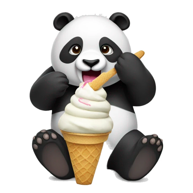 Panda eating ice cream sticker