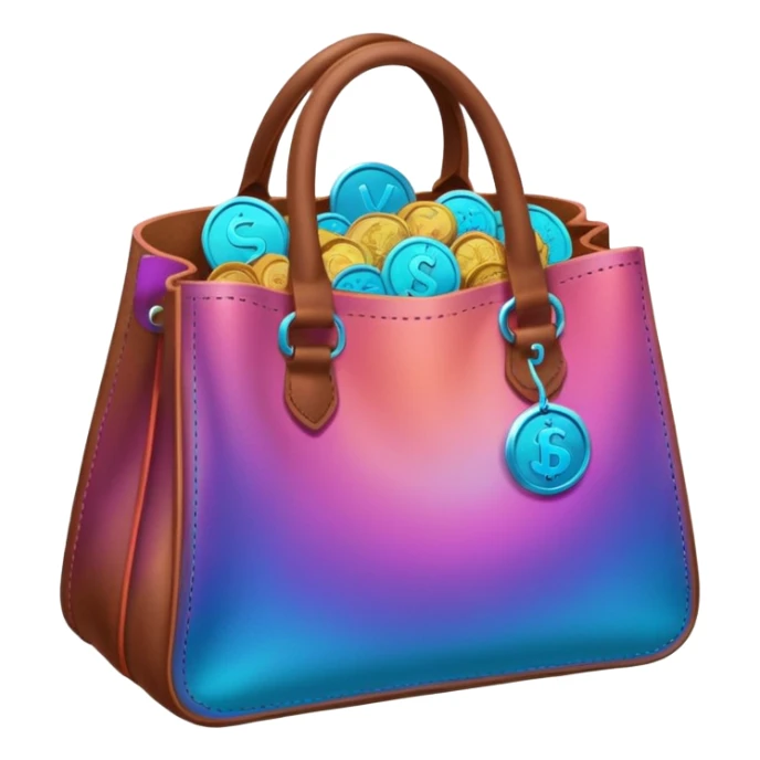 coins inside brown leather bag

Change coins color in in gradient of turquoise, blue, pink, purple, and coral sticker