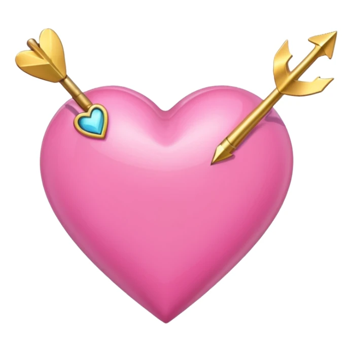 pink heart, with gold love arrow  sticker