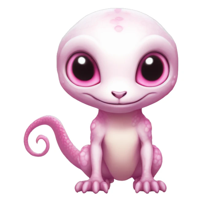 White, Shiny, Chibi, White, Pink eyes, Anthro-Sona-Lizard-Alien-Fakémon, Full Body sticker