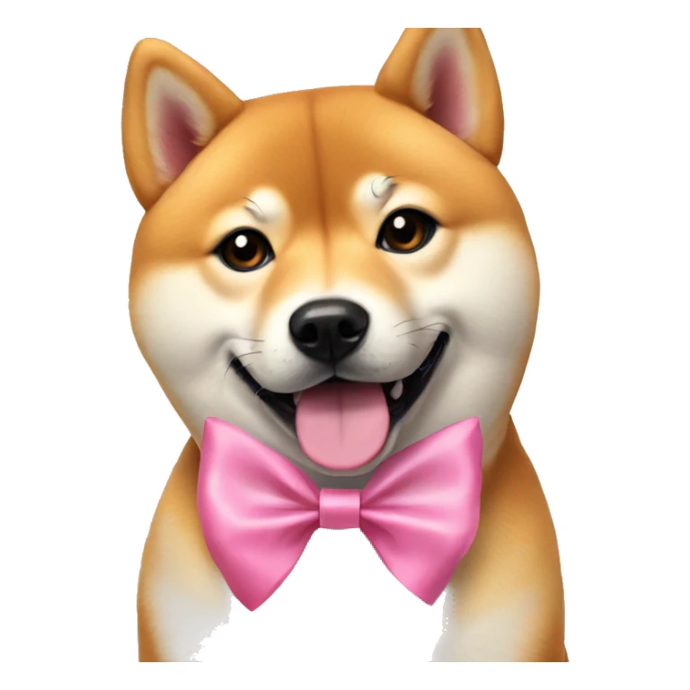 shiba inu dog portrait closeup with a pink bow sticker