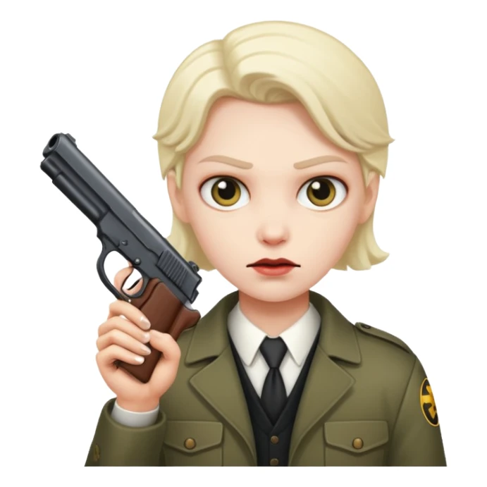 an evil face with a gun or a knife in their hand sticker