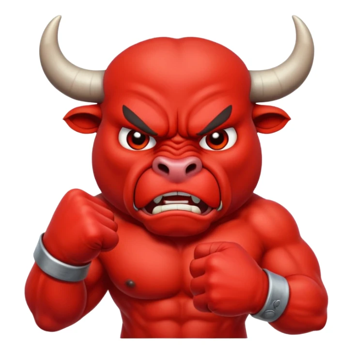 Angry bull emoji showing thumb down (DisLikes) sticker