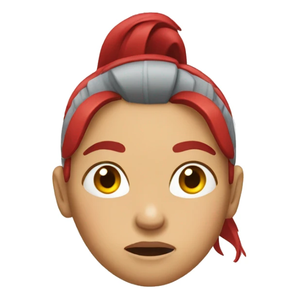 Woman with red ponytail looking at the camera in disgust sticker