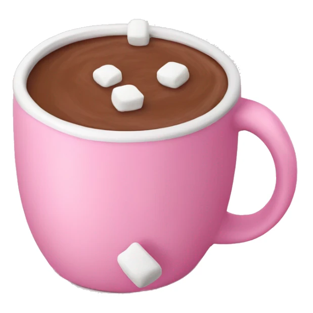 pink mug of hot chocolate with marshmallows  sticker