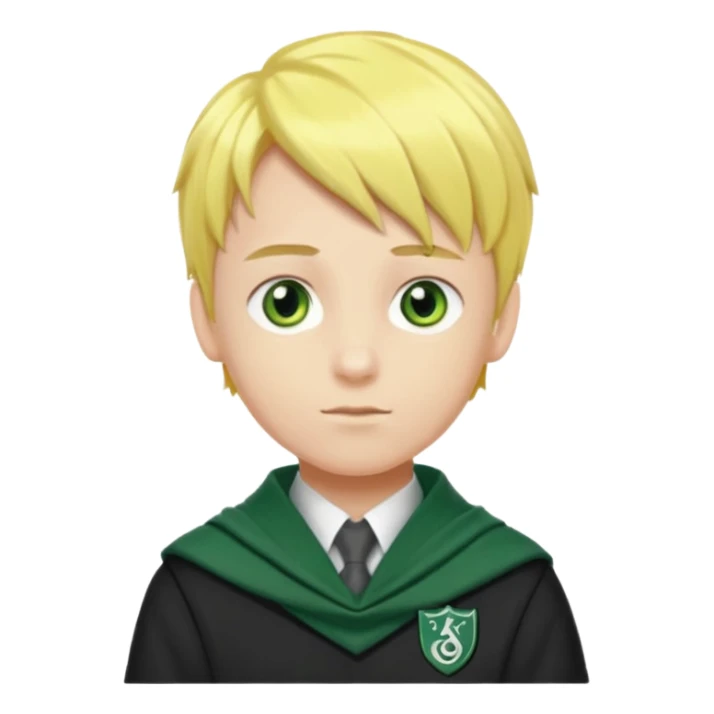 yellow hair boy in Slytherin uniform with silver scarf sticker