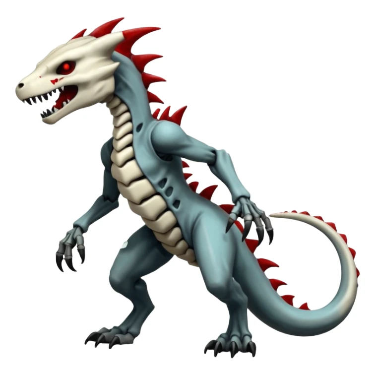 Shiny White Evil Glowing Eldritch Skeletal Creepy Edgy Badass Cool Marowak-Salandit-Duskull-Darkdramon-fusion with bloody red markings sticker