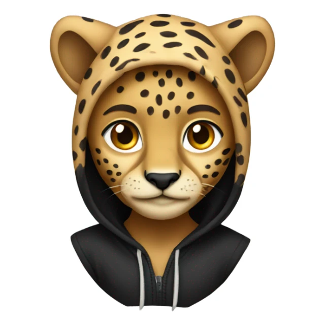 cheetah wearing a black hoodie sticker