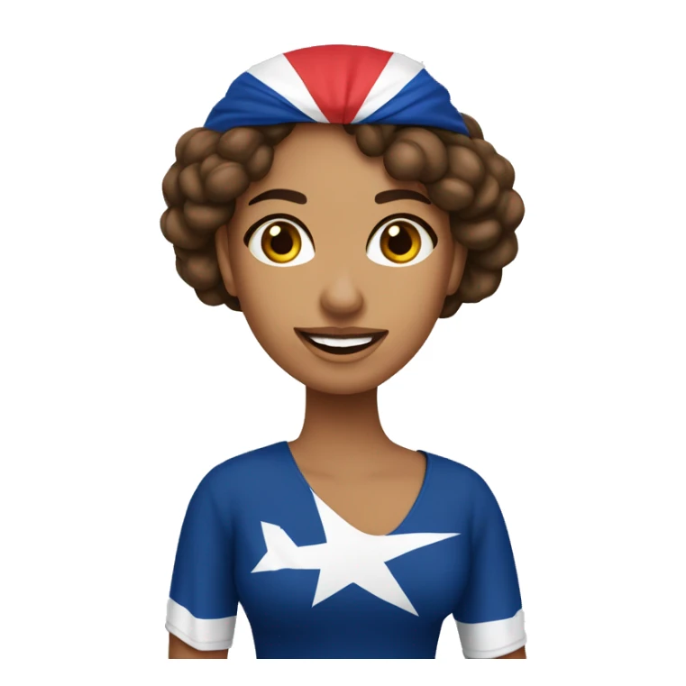 Mujer con bandera cubana en la cara sticker