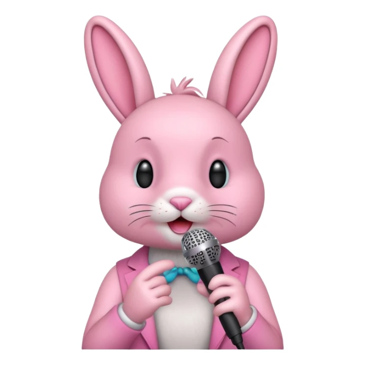 pink bunnie singing , holding mic sticker