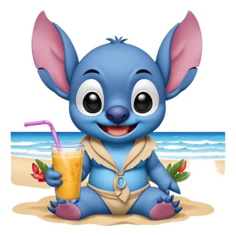 Stitch realista en la playa sticker