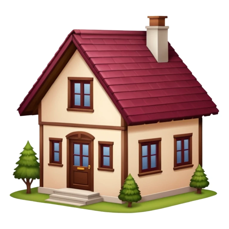 A dacha with a burgundy tiled roof sticker