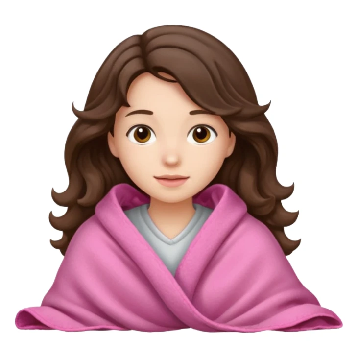 Brunette girl wavy wearing pink blanket nothing underneath sticker