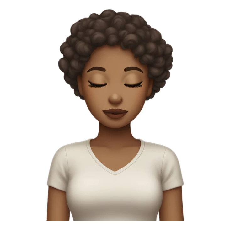 Neutral neutral shade girl with dark brown curly hair sleeping, juicy lips  sticker
