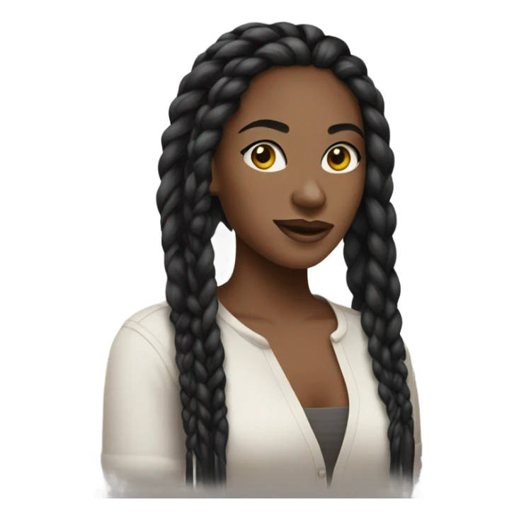 black woman with black down braids and top sticker