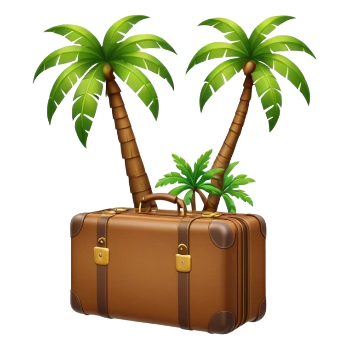 holiday incoming emoji with suitcase and palm tree, suitable for Slack status sticker