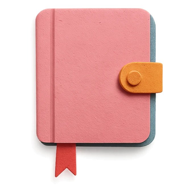a pink diary with ribbon, paper craft style sticker