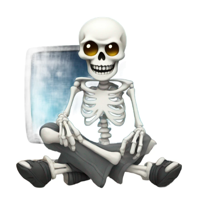 Skeleton wearing and beanie and jacket playing video games  sticker