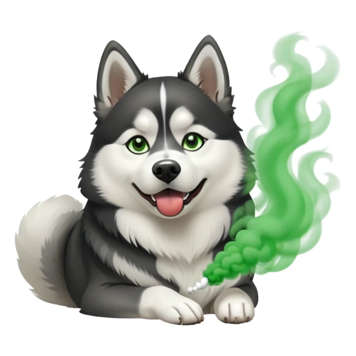 Black and white Husky dog farting green smoke sticker