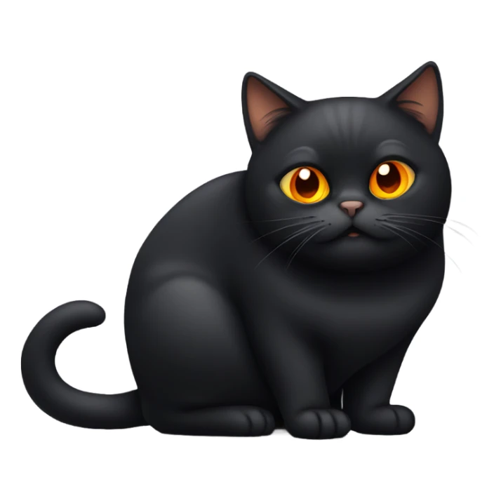 Fat black cat with orange eyes sticker