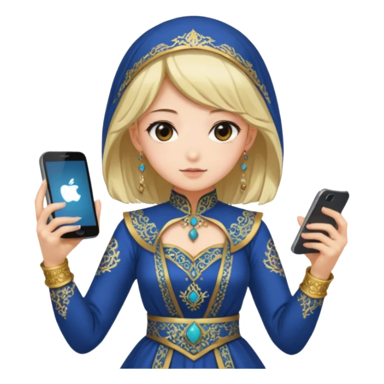 anime girl with persion crawl custome dress and smartphone sticker