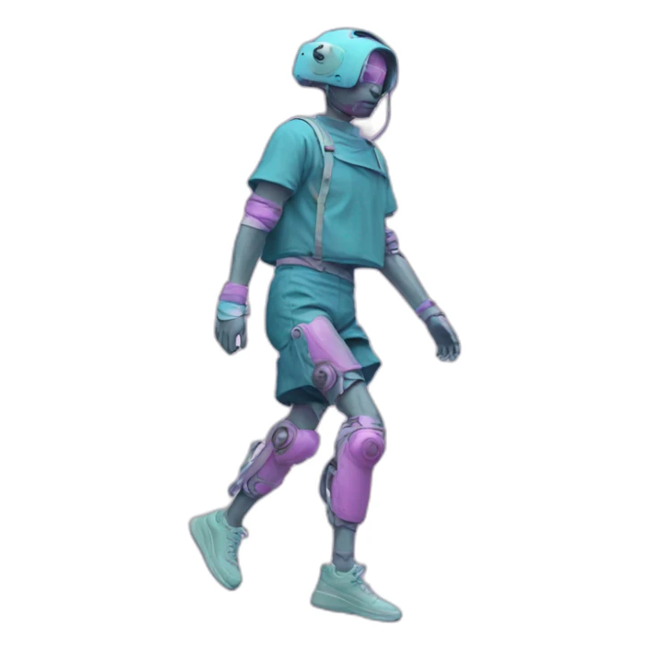 Vaporwave person with prosthetic leg  sticker