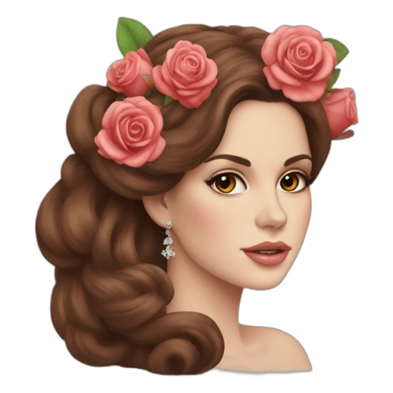 Lana del Rey with roses on hair sticker