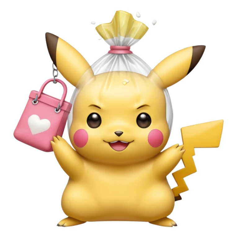 pikachu with transparent bag of white powder sticker